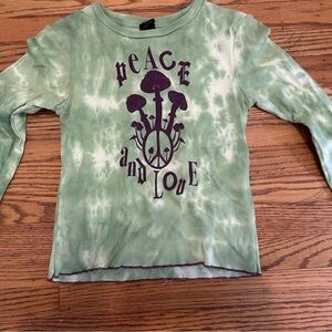 Urban Outfitters Green Tie-Dye Long Sleeve Tee